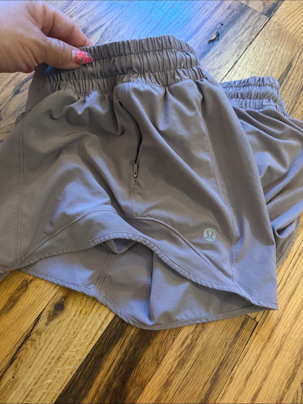 lululemon athletica taupe Athletic Running Shorts - Picture 3 of 5